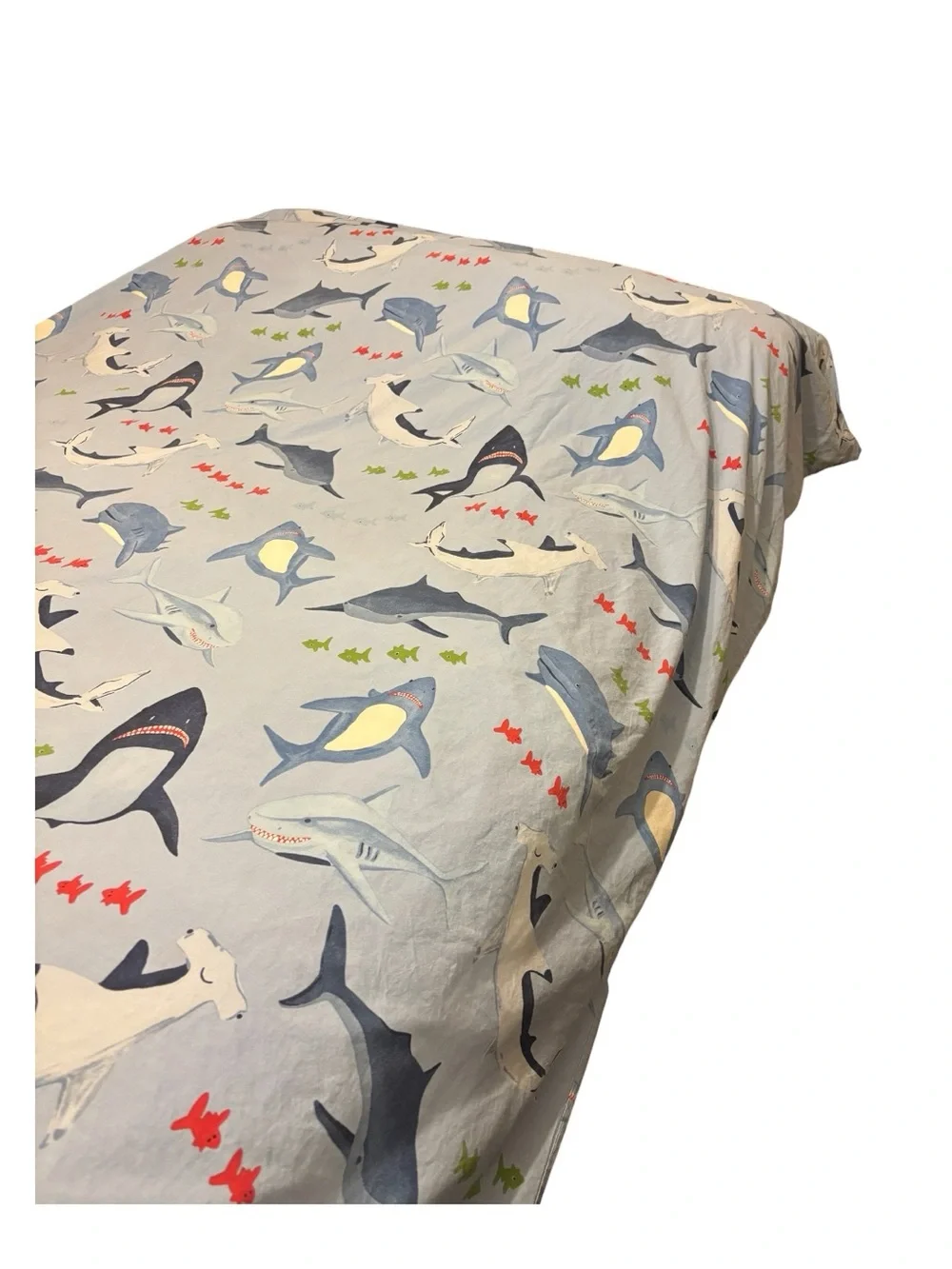 Pottery Barn Kids Shark Bite Duvet Cover Queen Full Light Blue Ocean School Fish